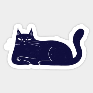 Moody blue cat annoyed mood - facing left Sticker